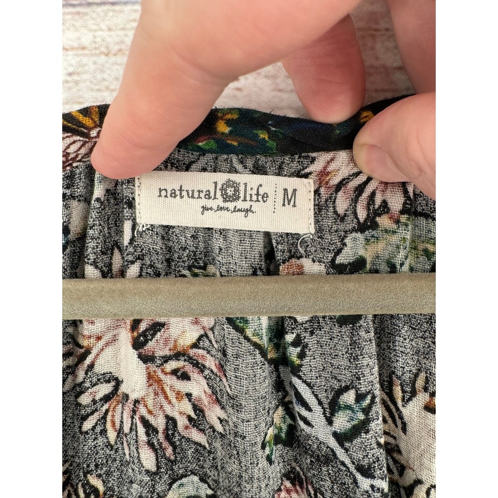 Natural Life Floral Dress Womens Medium Black Sunflower Boho Ruffle Pocket - Picture 5 of 9